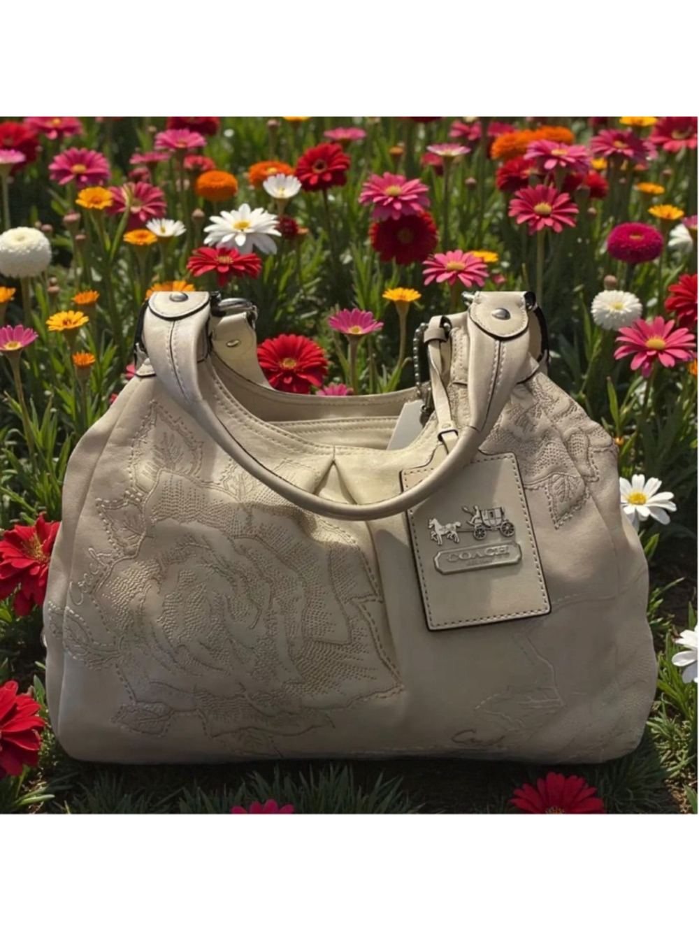Coach Madison Floral Embroidered Rose 'Maggie' Shoulder Handbag (Style Number 15